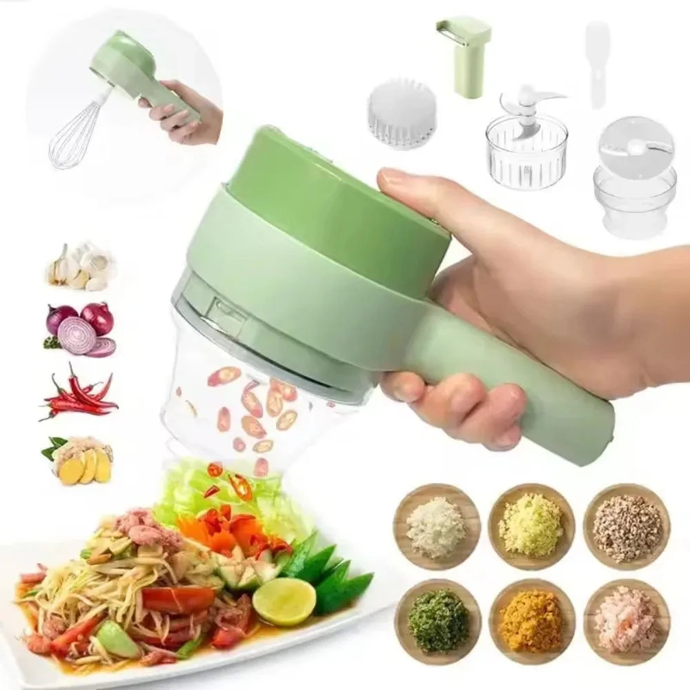 Home Kitchen Electric Food Processor Vegetable Slicer Garlic Presser Cordless Grinder Handheld Blender Automatic Slicer